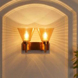kapoor lampshades Sagara Dual Light Antique Brass Wall Light-picture-16