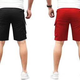 madman Pack of 2 Self Design Men Multicolor Cargo Shorts image 2