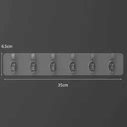 getzet 6 Hook Strip Transparent Self Adhesive Wall Hooks for Home Kitchen Bathroom Hook 6 image 2