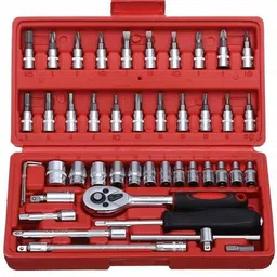 autofledge 46Pcs Multi-Purpose 1/4"inch Ratchet Socket Spannar Wrench Set with Ext. Rod AF3 46Pcs Multi-Purpose 1/4"inch Ratchet Socket Spannar Wrench Set with Ext. Rod AF3 Single Sided Rachet Wrench-picture-15