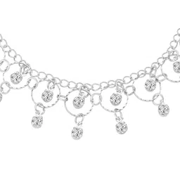 Peora Silver Plated Cubic Zirconia Studded Anklet image 3