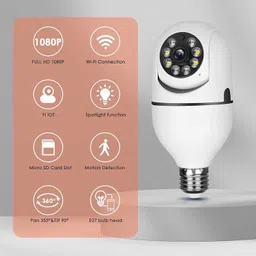 OSM Wi-Fi CCTV Camera Wireless Bulb Shape PTZ V380 Pro | Indoor 360° Spy Camera Spy Camera-picture-10
