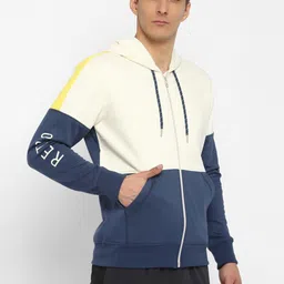 alan jones Men Full Sleeve Color Block Hooded Sweatshirt image 4