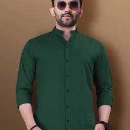 vebnor Men Slim Fit Solid Mandarin Collar Casual Shirt-picture-28