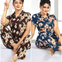 capasino Women Shirt & Pyjama set Multicolor Printed-picture-17