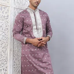 jompers Men Embroidered Cotton Silk Straight Kurta image 5