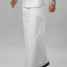 Ramraj Cotton Tissue Single Layer Silverwith Jari Border Men Dhoti image 4