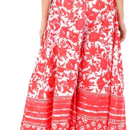 unique choice Women Regular Fit Red, White Cotton Blend Trousers image 2