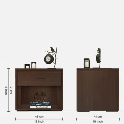 crystal furnitech Magnus Bedside Table in Dark Elm Finish with Drawer image 3