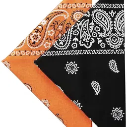 PAROPKAR Paisley Hanky 22 X 22 Inch 100% Cotton Novelty Double Sided Print Paisley Cowboy Bandana Party Favor Scarf Headband Handkerchiefs ["Black Orange"] Handkerchief-picture-10