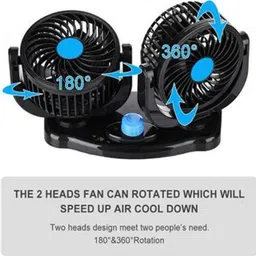 sellrider Universal Car Fan 12V 360 Degree Rotatable Dual Head 2 Speed Quiet Strong Dashboard Auto Cooling Air Fan for Fortuner-F30 quality Car Fan 12V Car Interior Fan Car Interior Fan image 5