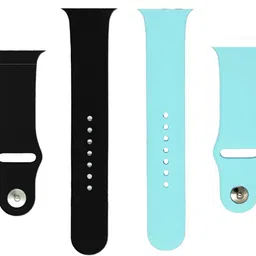 BLACK LOVIES Watch Strap Compatible with Apple Watch Straps 42mm 44mm, Soft Silicone Belt Sport Wristbands Smart Watch Band for iWatch Series SE 6/5/4/3/2/1 (PACK OF 2) Smart Watch Strap (BLACK- LIGHT BLUE) Smart Watch Strap-picture-30