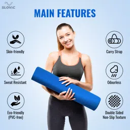 slovic Thick Exercise for Home Workout Blue 6 mm Yoga Mat image 2