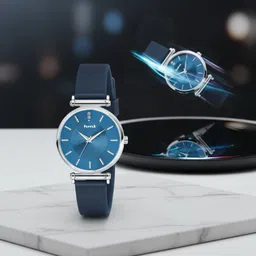 hmt dlx Contemporary Silver Case Featuring Blue Dial Analog Watch - For Women HM-CR016-BLU image 5