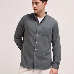 the bear house Men Slim Fit Solid Button Down Collar Casual Shirt image 5