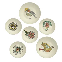 quirk india Multicolour Vinatage American Bird Decorative Wall Plates- Set Of 6 image 2