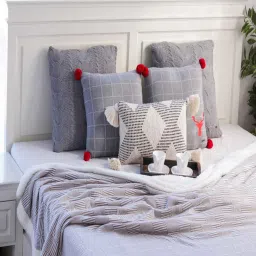 pluchi Grey Cotton Solid 250 Gsm Double Bed Blanket image 3
