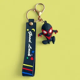 ignite Cute Black Spiderman Cartoon Soft Rubber Keychain Wristband Strap for Boys Girls Key Chain image 2