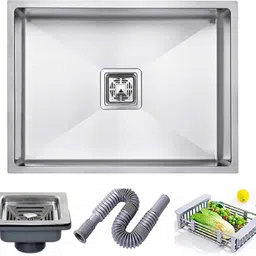 migsa Handmade Kitchen sink Single Bowl Sound Proof Silver (21" x 18" x 10") Vessel Sink-picture-20