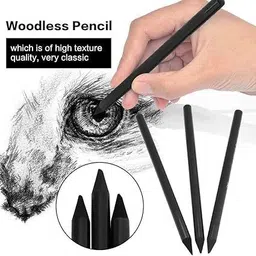 klickcart Compressed Charcoal Woodless Charcoal Pencils Stick image 2
