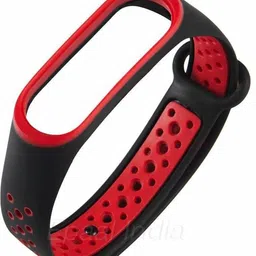 J'TTON Breathable Sports Silicone Strap for Mi Band 4, Mi Band 3 (Red) Smart Band Strap image 4