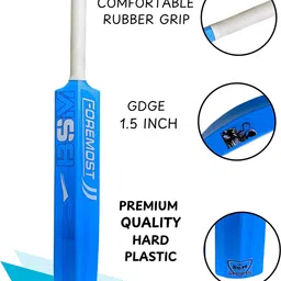 bsm FOREMOST Blue Heavy Duty Tennis Ball SkyBlue Cricket Bat Size 8(34"x4"x2.25") PVC/Plastic Cricket Bat For 15+ Yrs-picture-26
