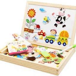 Wooden Magnetic Happy Farm Colorful Puzzle Board-image-0