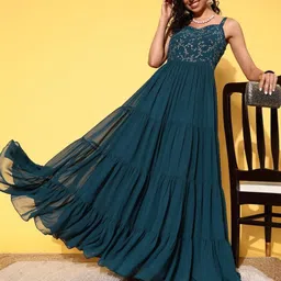 Women Embroidered Georgette Anarkali Kurta-image-3