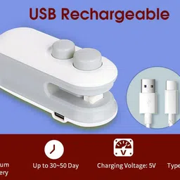 right gear Portable Rechargeable Mini Sealing Machine, Handheld Packet Sealer. Hand Held Heat Sealer image 4