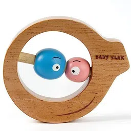 baby yank Wooden Smiley Rattle for New Born Baby, Infants; Wooden Rattles Toy; Non Toxic Rattle image 1