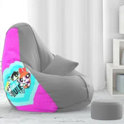 beannie 4XL Premium, Designer - Printed - The Powerpuff Girls Theme-The-PPF-2-GRY Teardrop Bean BagWith Bean Filling image 2