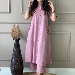 chandra fab Women Cotton Blend Kurti Palazzo Set image 4