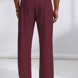 leotude Men Solid Maroon Track Pants image 2