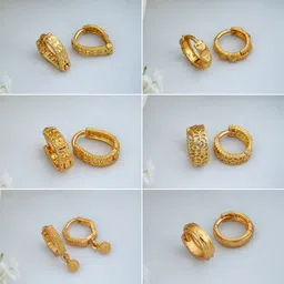 weroxa Combo Of 6 Earrings Brass Huggie Earring-picture-19