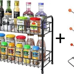 rt home kitchen Utensil Kitchen Rack Value adds presents a combo pack of 1 folding rack and 1 cup stand Iron, Steel-picture-26
