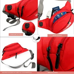 prike fluffy red front zip waist bag Waist Bag image 3