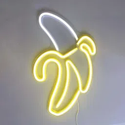 xergy Led Neon White & Yellow Banana Shaped Bubble Wall Sign For Cool Light image 4