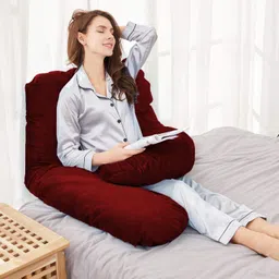wongvo Luxurious Imported Velvet Microfibre Solid Pregnancy Pillow Pack of 1 image 4