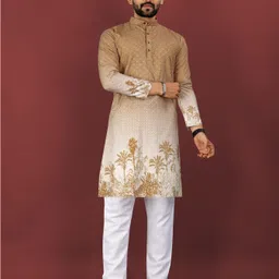 lady berry Men Printed, Embellished, Floral Print, Striped Viscose Rayon Straight Kurta-picture-11