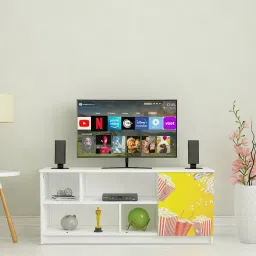 sivom Kiddle Digitally Printed TV Console With UV Protected Coating In White Finish image 1