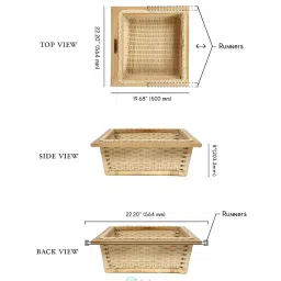 habereindia Modular Kitchen Wicker Basket | Wicker Basket | Pullout Partition Basket For Modular Kitchen | Onion Storage Basket With Channel (22.5 W x 20 L x 8 H) image 3