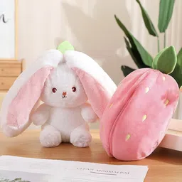 r c traders Strawberry Rabbit Teddy Soft Toy, Plushie Bunny, Trending Soft Toy - 32 cm image 5