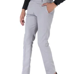 vurso Men Slim Fit Silver Cotton Blend Trousers image 3