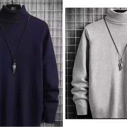 pachirisu Men Striped High Neck Black, Grey Sweater-picture-18