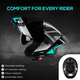 steelbird SBA-20 Hunt ISI Certified Flip-Up Graphic Helmet for Men with Inner Sun Shield Motorbike Helmet image 5