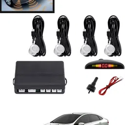 maties 4Pcs White Reverse Parking Sound Warning sensor for car Protection-105 Car Reverse Parking White 4 Sensor With LED Display/Buzzer -105 Parking Sensor-picture-31