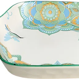 lemon tree Ceramic Square Platter with Handle | Matt Finish | Designer Coloured Print Sizzler Tray image 2