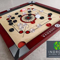 indrova CARROM BOARD 20X20 INCH, LUDO & SANPSEEDI, RED FRAME, BEST GIFT FOR KIDS 50 cm Carrom Board image 3