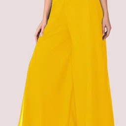 arc Pack of 2 Women Flared Yellow, Green Georgette Trousers image 5
