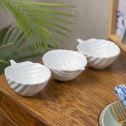 market 99 Ceramic Serving Bowl Off White Ceramic Rectangle Dish Pack of 3 Disposable-picture-11